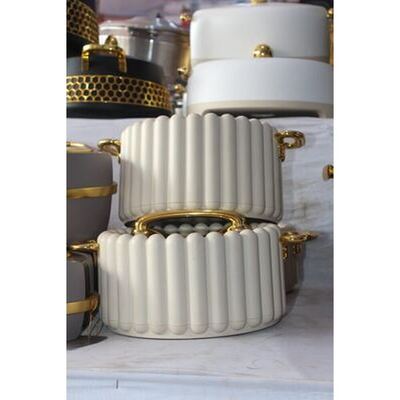 Cream ribbed insulated food warmer set