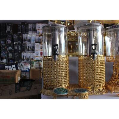 Gold filigree beverage dispenser set