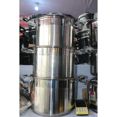 Large stainless steel stock pot set