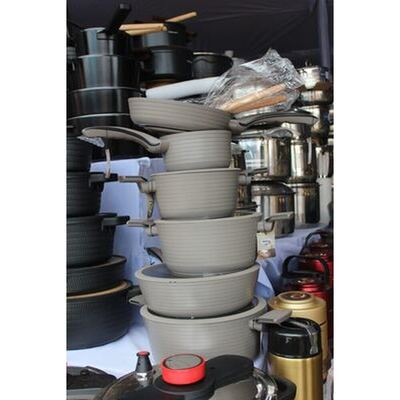 Grey granite non-stick cookware set