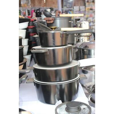 Black and white non-stick cookware set
