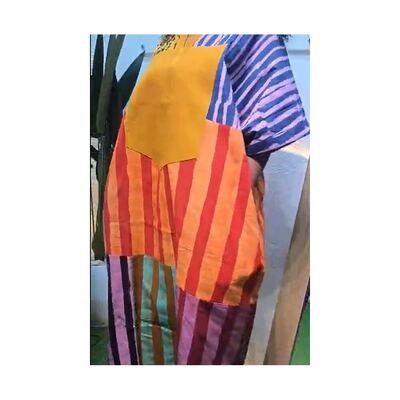 Women's colour-block patchwork kaftan