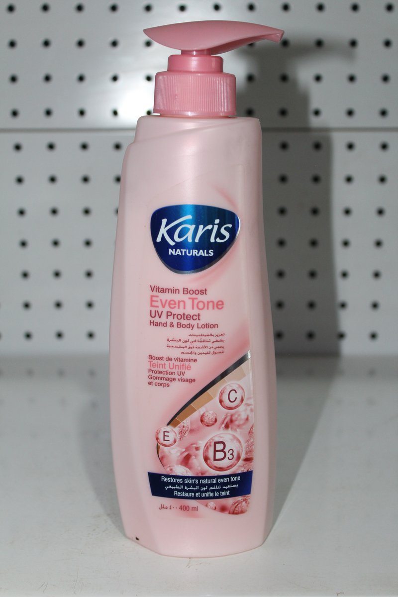 Karis naturals vitamin boost even tone uv protect hand & body lotion