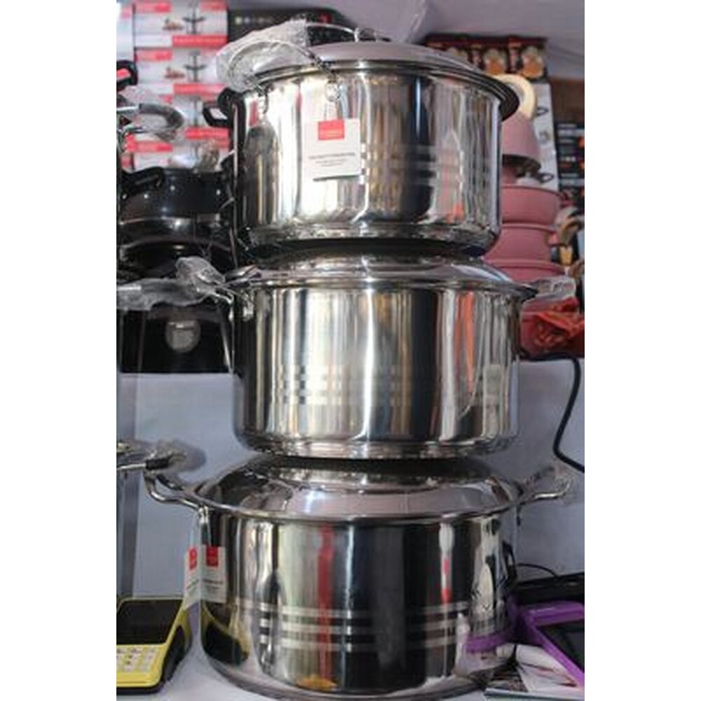Stainless steel stock pot set, 3 pieces