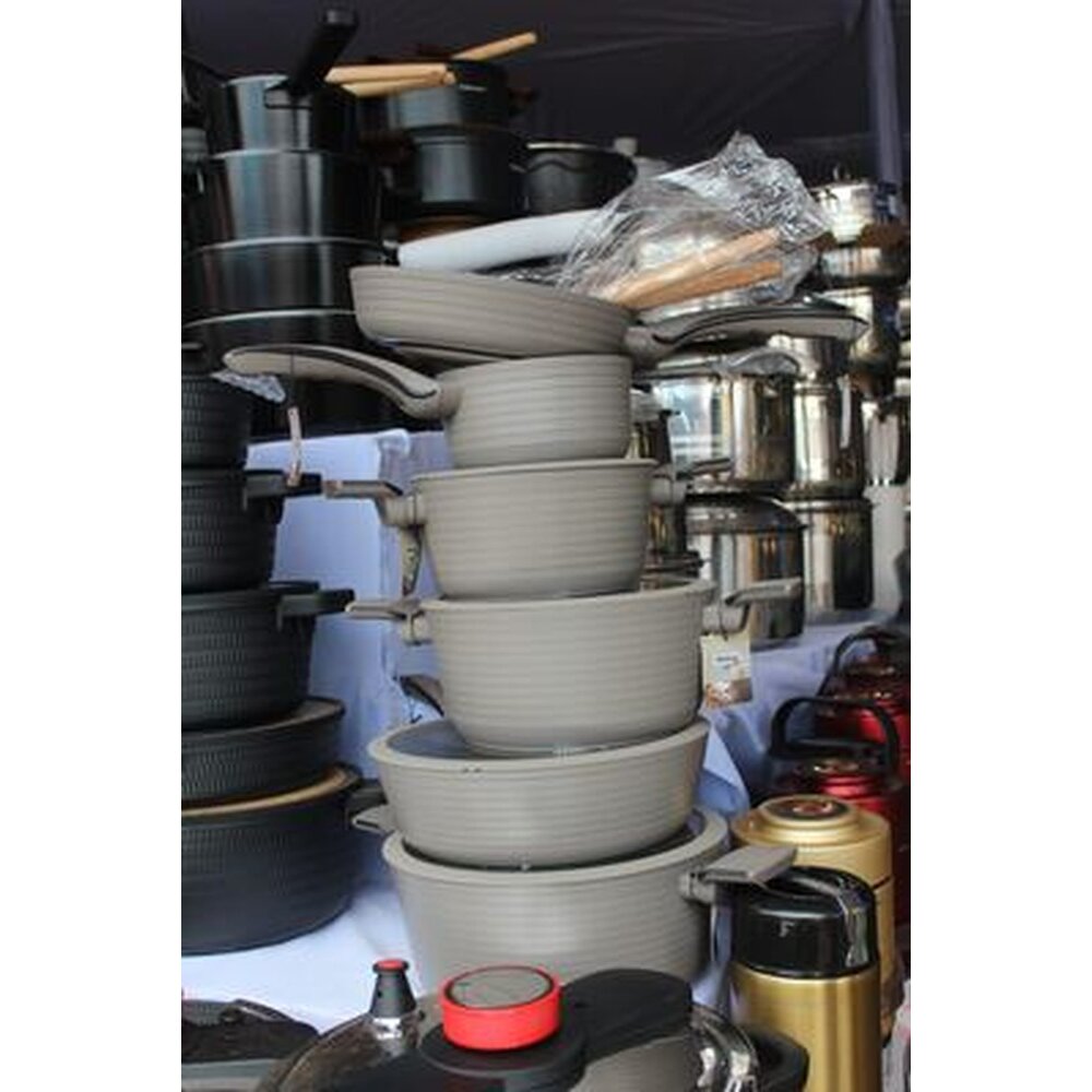 Grey granite non-stick cookware set