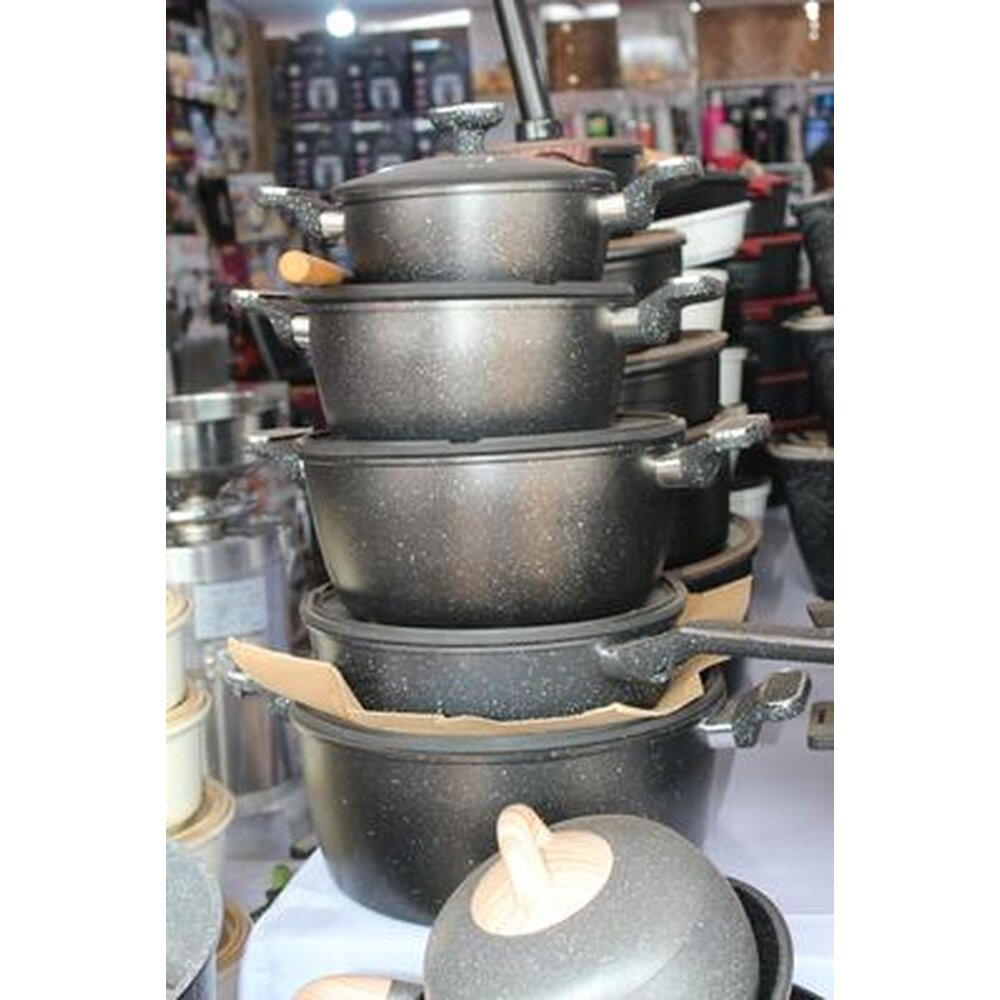 Brown granite non-stick cookware set