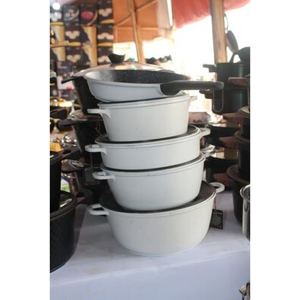 White granite non-stick cookware set