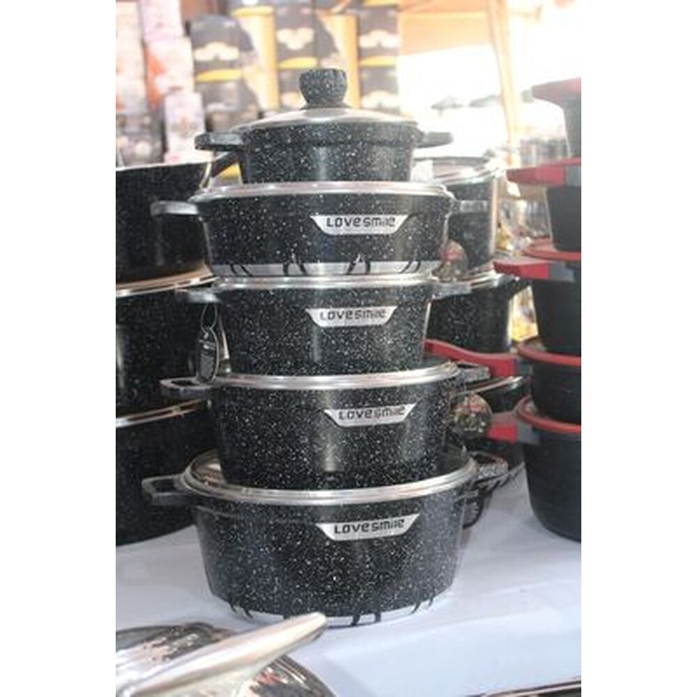 Lovesmile black granite non-stick cookware set