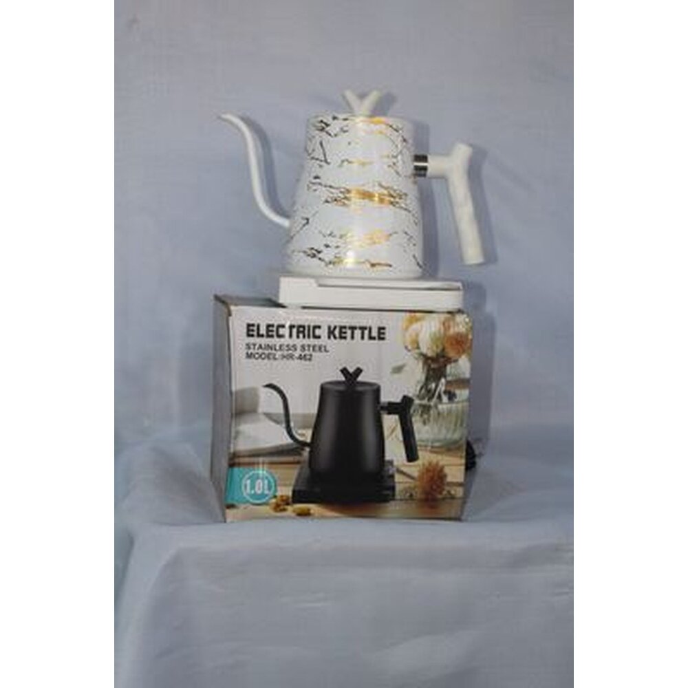 White and gold marble electric gooseneck kettle (HR-462), 1.0L